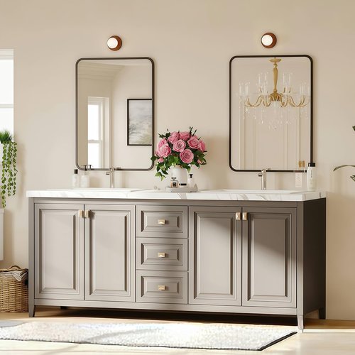 Black Bathroom Mirror - 22x30 Rectangle Vanity Mirror with Matte Aluminum Frame & Shatterproof Glass