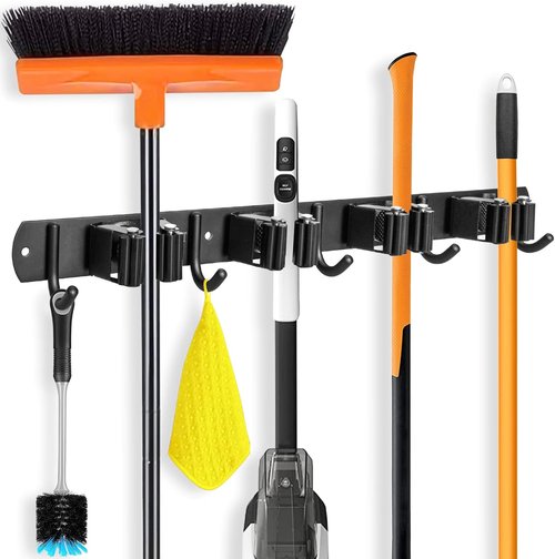 IMILLET Broom Holder - Durable Plastic & Stainless Steel Design | 2-Pack & 1-Pack Options in Black