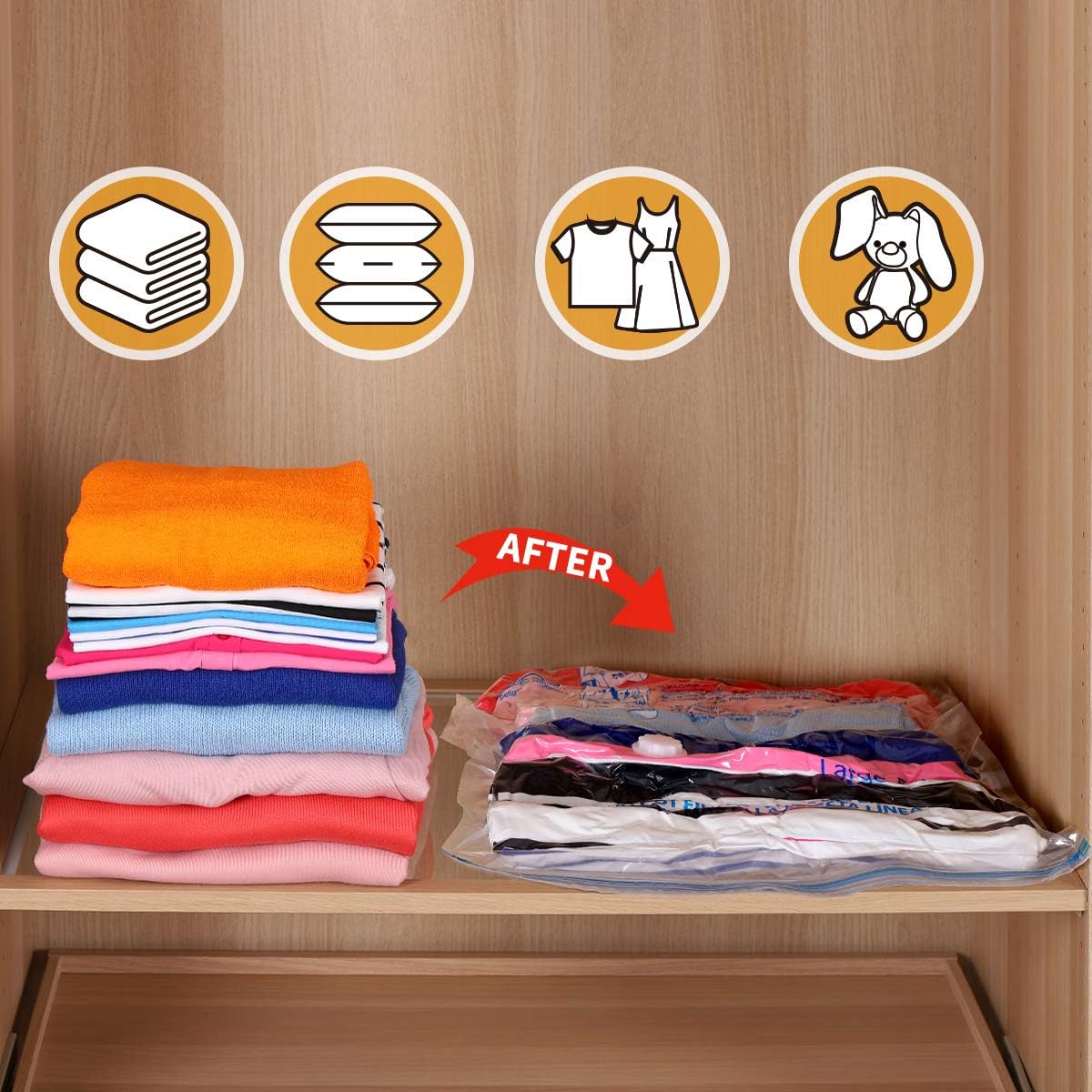 Space Saver Bags | 8 Medium Vacuum Storage Bags for Clothes - Includes Pump for Easy Use