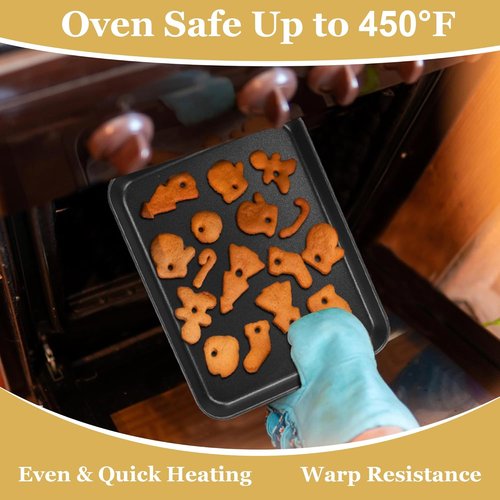 E-far Nonstick Toaster Oven Tray - 10.5x8 Inch Baking Sheet for Cookies & Bacon | Easy Clean, Heat Resistant