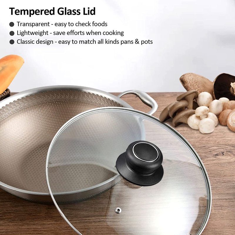 10 Inch Pan Lid 10" Tempered Glass Lid for Frying Pan, Skillets, Pans, Pots and Wok, Heat Resistant Handle