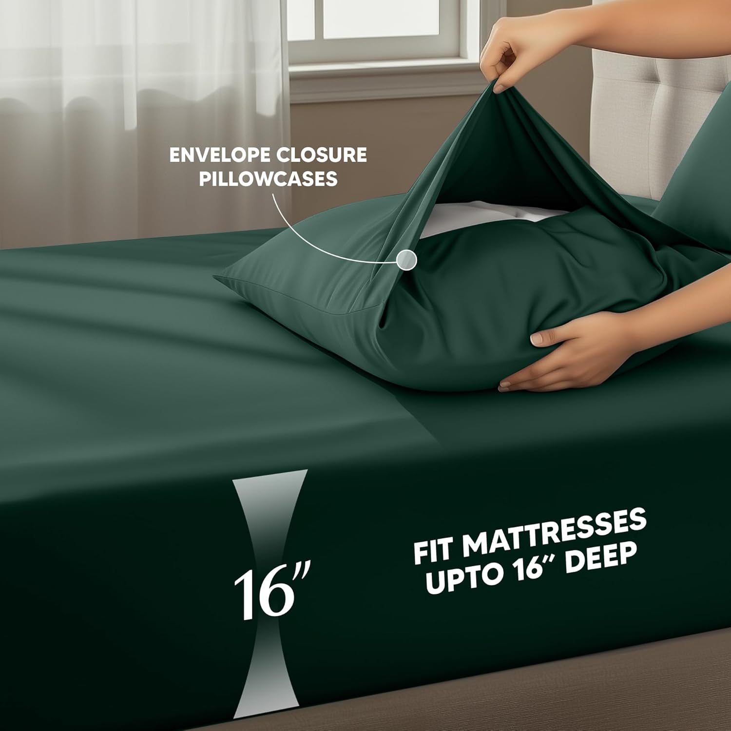 Utopia Bedding King Size Sheet Set - Soft, Breathable Microfiber, 4-Piece in Emerald Green | Oeko-Tex Certified