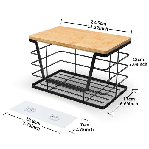 ALOCEO Extra Large Trash Bag Holder Dispenser With Bamboo Top, Wall Mounted Garbage Bag Dispenser Roll Holder for Kitchen Laundry Room Organization
