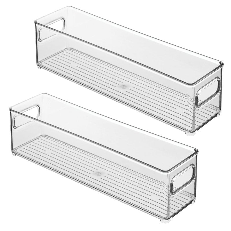 iDesign Stackable Fridge Bin with Handles - Ideal for Freezer or Pantry, Set of 2, Clear, Made in USA