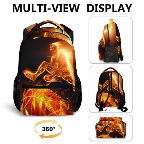 Wedinosaurnes Kids Backpack, Cool Basketball Backpack, 17 Inch Boys School Bag for Gift, Large Capacity Bookbag for Preschool Elementary Kindergarten Travel
