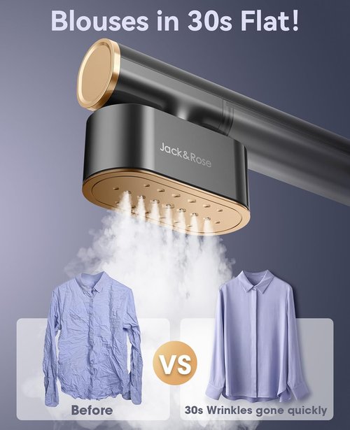 Jack & Rose Travel Steamer - 2-in-1 Portable Iron & Steamer | Quick 15s Heat-Up, Global Use