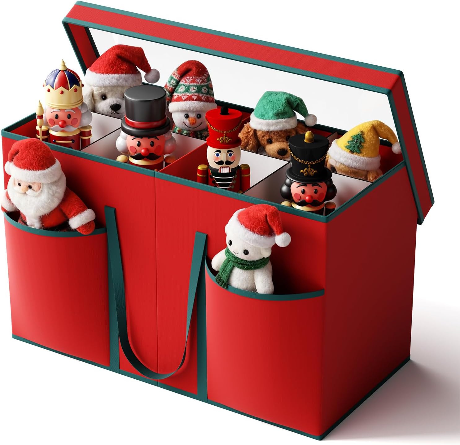 Regine Switzerland Christmas Figurine Storage Box - Nutcracker Organizer with Visible Lid for 15-Inch Collectibles | Red