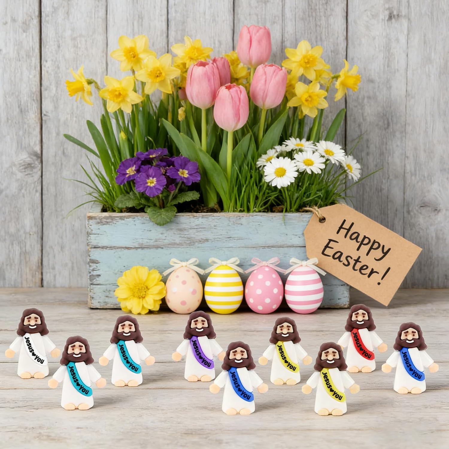 Skiennix 54 Pack Little Jesus Figurines - Pocket-Sized Religious Gifts for Easter & Baptism Favors