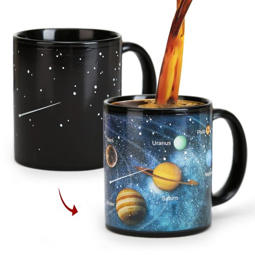 MUGKISS Heat Changing Solar System Coffee Mugs with Lid, 11oz NASA Space Mug, Color Changing Astronomy Gifts for Women & Men
