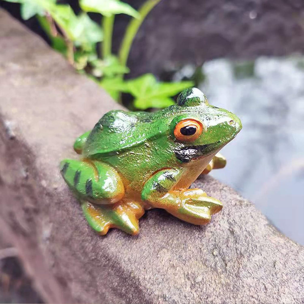 Skiennix Frog Statues - Miniature Resin Sculptures for Garden Decor | 2 Pcs Indoor/Outdoor Ornaments