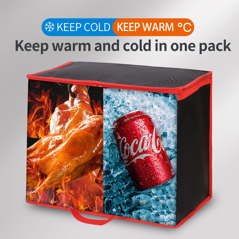 Bodaon Insulated Food Delivery Bag, X-Large Insulated Reusable Grocery Bags with Top, Cooler Bags for Travel/Camping, Catering Shopping Bag for Groceries, Thermal Bags for Cold and Hot Food