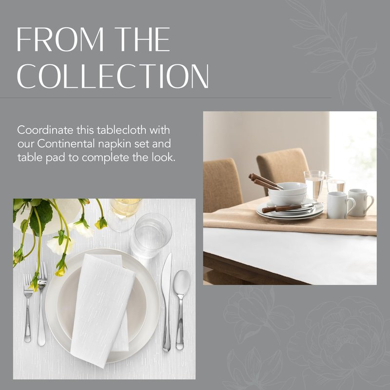 Elrene Home Fashions Continental Solid Texture Water, Stain & Wrinkle Resistant Tablecloth, 60"X144" Rectangle, White
