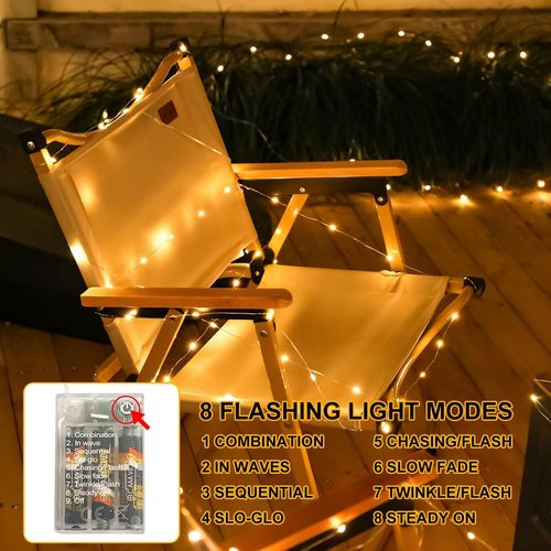 Fairy Lights | Battery Operated 16FT Mini Twinkle Lights - 50 LED Warm White with 8 Modes & Auto Timer