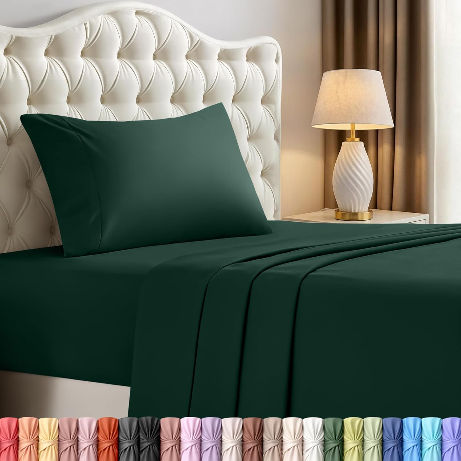 Utopia Bedding Twin Sheet Set - Soft, Breathable Microfiber | 3-Piece Bed Sheets in Emerald Green