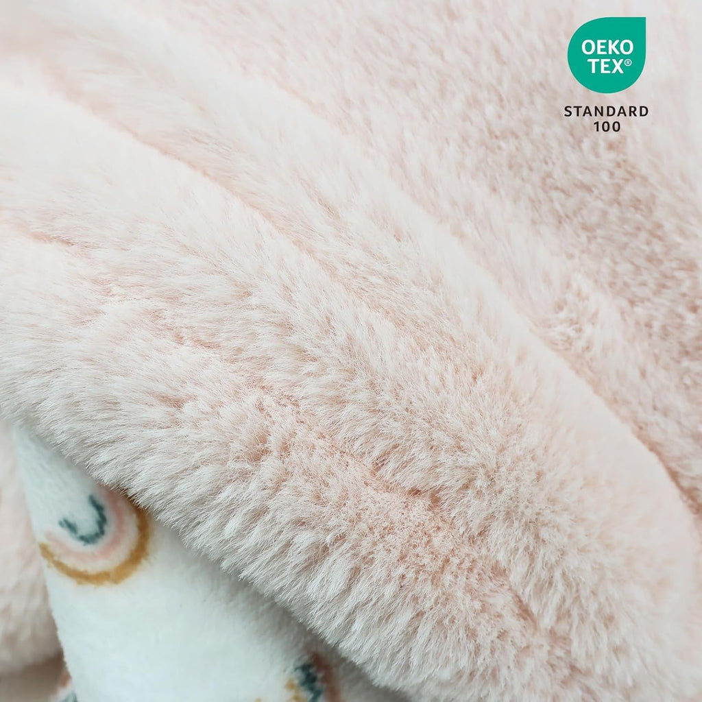 Rainbow Baby Blankets - Ultra Soft Cozy Fluffy Design with Rabbit Faux Fur Backing | 30x40 Inches
