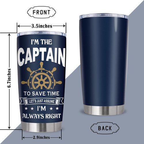 Ladyhold Gifts for Boat Owners, Boat Stuff Accessories Gift for Men, Christmas Captain Boater Gifts Tumbler 20Oz, Boating Captain Gift for Men