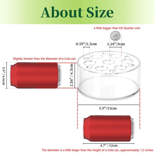 Hewory Acrylic Flower Vases for Centerpieces Round 6pcs Short Clear Floral Vase with 13 Holes, Box Arranger Bulk Low Base Holder for Wedding Birthday Party Event Dining Table Decor, 2.56"(H)×5.9"(D)