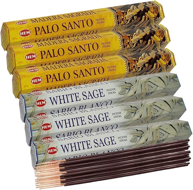 White Sage and Palo Santo Incense Stick Bundle with Holder