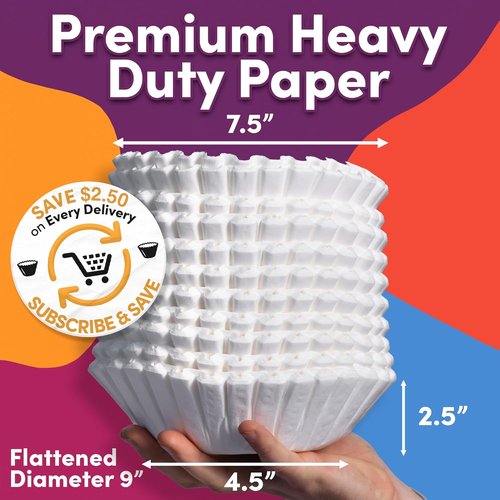 Bunn-Style 12 Cup Coffee Filters - Heavy Duty Paper, No Overflow, Fits 6.5” Brew Baskets | 500 Count