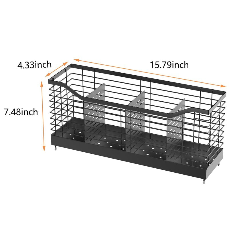 Uninol Utensil Holder for Countertop - Black, 15.8" x 4.3" x 7.5", Spoon & Kitchen Utensil Rack Organizer