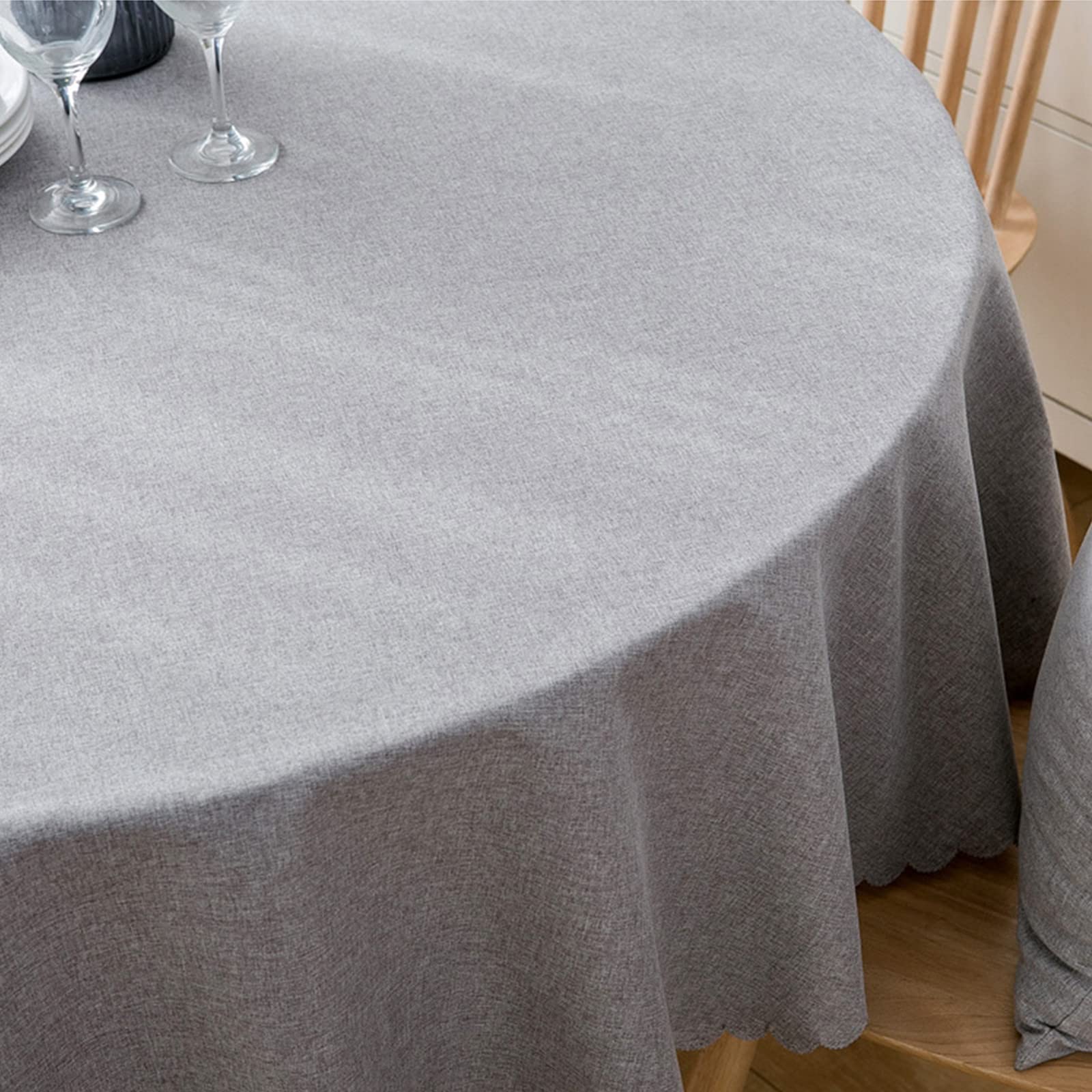 Jeloris Round Waterproof Tablecloth Spill-Proof and Stain Resistant Table Cloth Wrinkle Free Washable Decorative Fabric Table Cover for Kitchen, Dining, Parties, Buffet, Wedding(55 inch, Light Grey)
