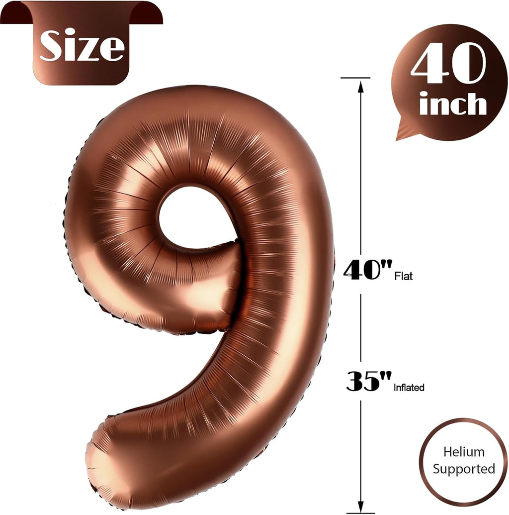Regine Switzerland 40-Inch Dark Brown Number 9 Balloon - Giant Chocolate Birthday Decoration for Boys & Girls
