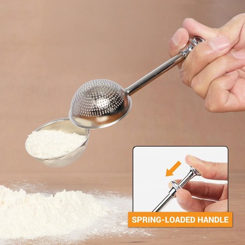 HULISEN Flour Duster - One-Handed 304 Stainless Steel Baking Shaker for Powdered Sugar & Flour