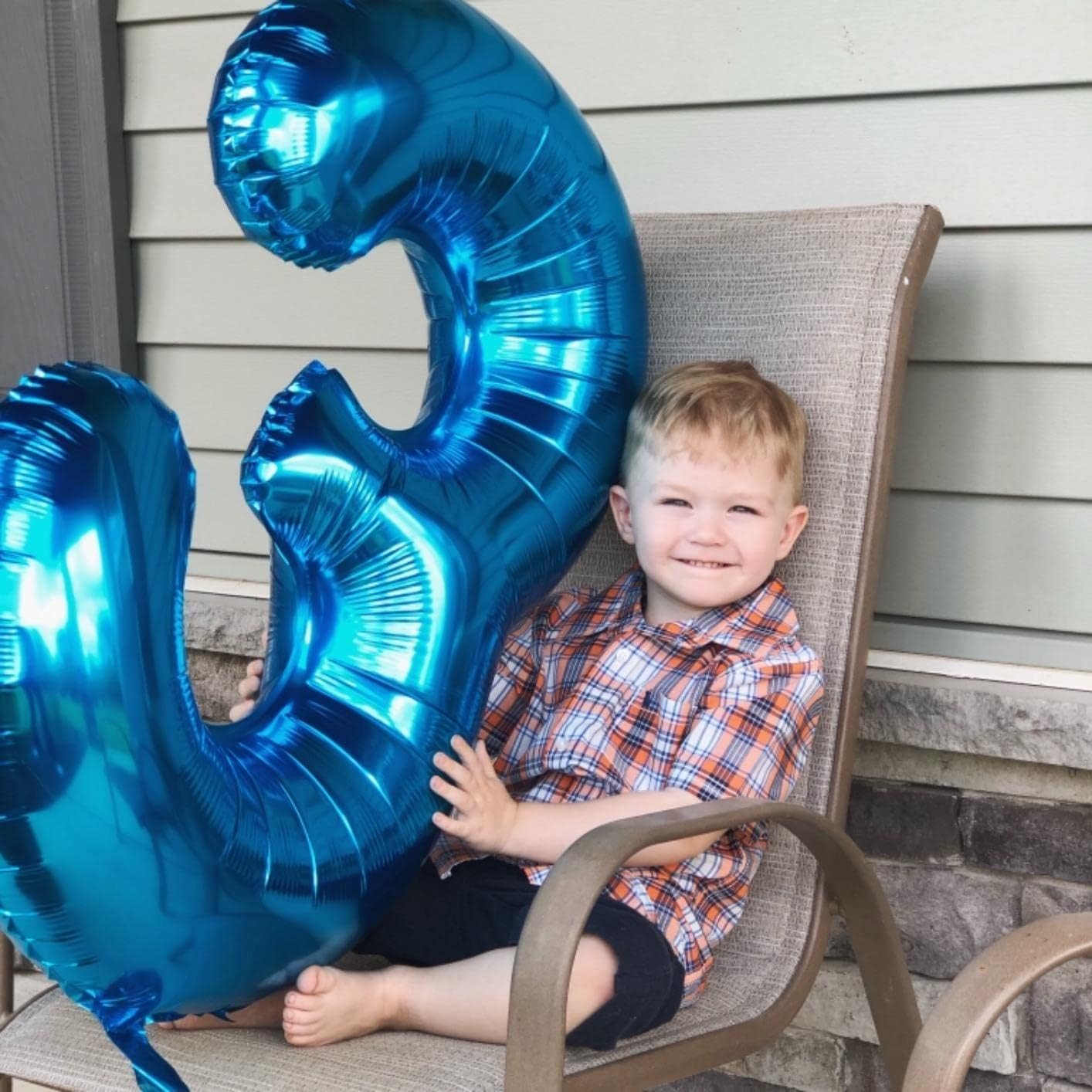 Skiennix Large Blue Foil Number 3 Balloon - 40 Inch Helium Balloon for Birthday & Graduation Celebrations