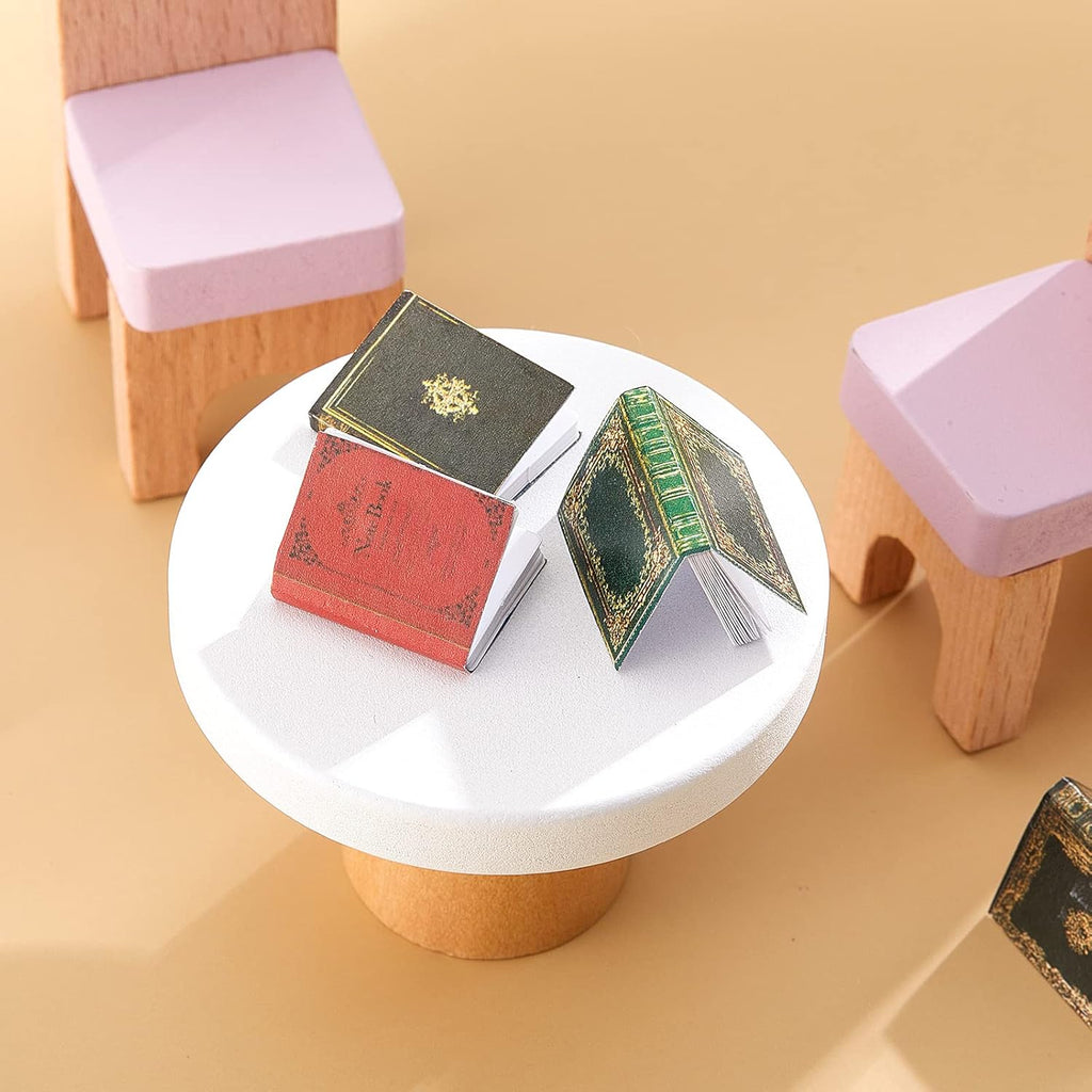 Skylety Miniature Dollhouse Books - 24 Assorted Classic Style Accessories for 1:12 Scale Decor