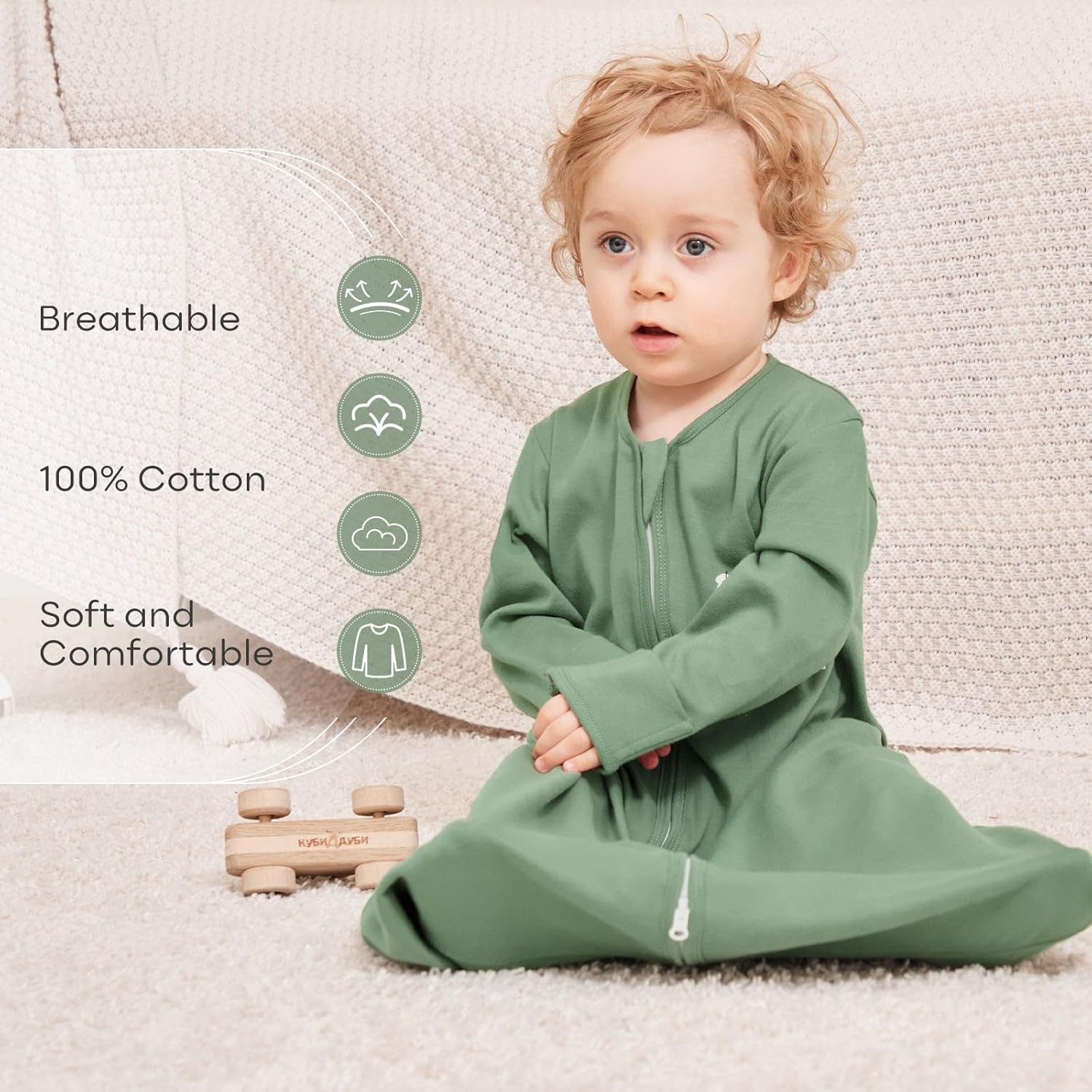 Yoofoss Baby Sleep Sack - 100% Cotton Long Sleeve Wearable Blanket for Infants | 0.5 Tog, Medium