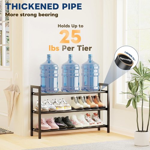 Mavivegue Expandable 3-Tier Shoe Rack - Adjustable Organizer for Closet & Entryway, 18-33”