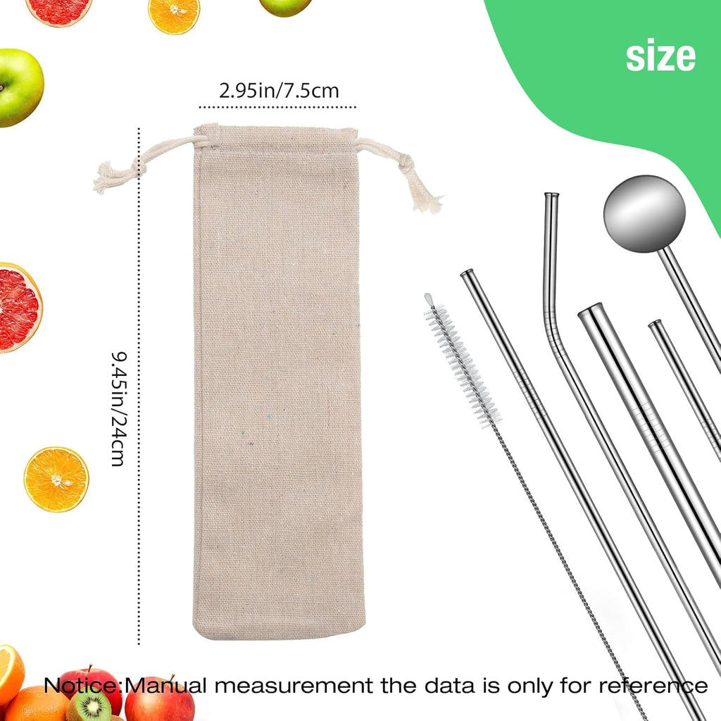 Saihisday Portable Cotton & Linen Pouch Bags - 20 Pcs Reusable Straw & Cutlery Storage | Ideal for Home Kitchen