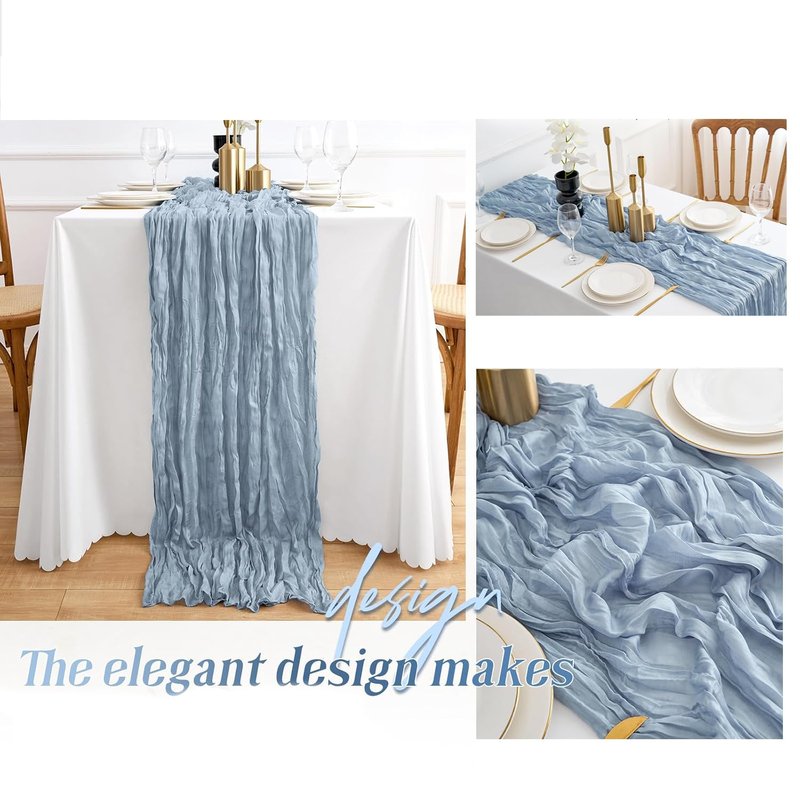 6 Pack Cheesecloth Table Runner - Sage Green Table Runner Boho Gauze Fabric Cheese Cloth Table Runners 35 x 120 Inch Rustic Sheer Runner for Romantic Wedding Table Decoration