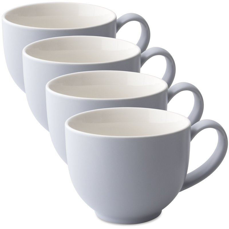 FORLIFE Q Tea Cup with Handle Satin Finish (Set of 4) 10 oz./298ml., Lavender Mist