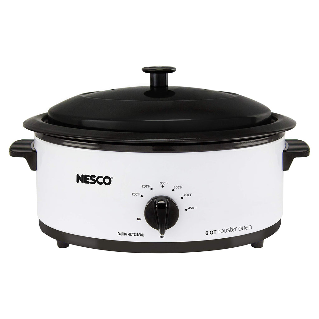Nesco 6 Qt. Porcelain Coated Steel Roaster Oven, White, 4816-14