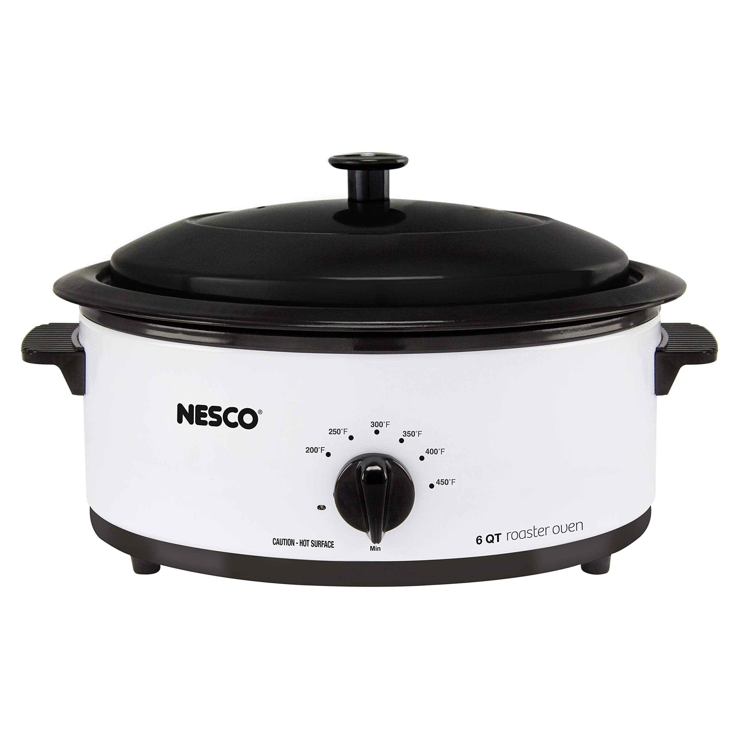 Nesco 6 Qt. Porcelain Coated Steel Roaster Oven, White, 4816-14