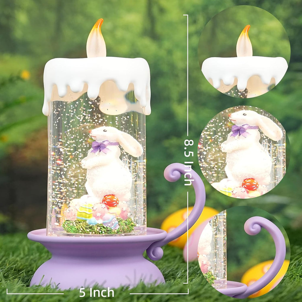 Regine Switzerland Easter Snow Globe Bunny Lantern - Swirling Glitter, USB & Battery Operated Decor
