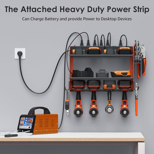 CCCEI Modular Power Tool Organizer - Wall Mount Charging Station & Heavy Duty Storage Shelf | Orange, 1 Pack