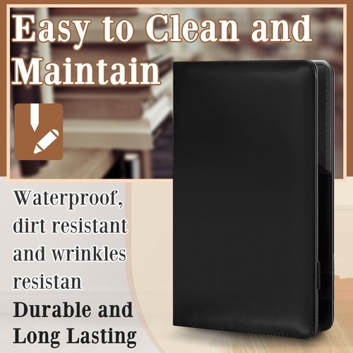 Tenceur 12 Pcs Black Server Books for Waitress PU Leather Waiter Book with Zipper Pocket Wallet Restaurant Guest Check Presenters Card Holder Fit Server Apron for Waitress Waiter Bartender