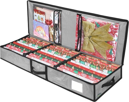 Baleine Soft Christmas Wrapping Paper Storage Bag - Organizer for Easy Holiday Storage