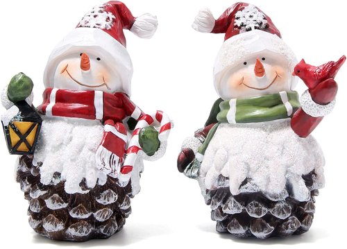 Hodao Handmade Resin Christmas Snowman Decorations - Adorable Indoor Winter Decor | Perfect Holiday Gifts