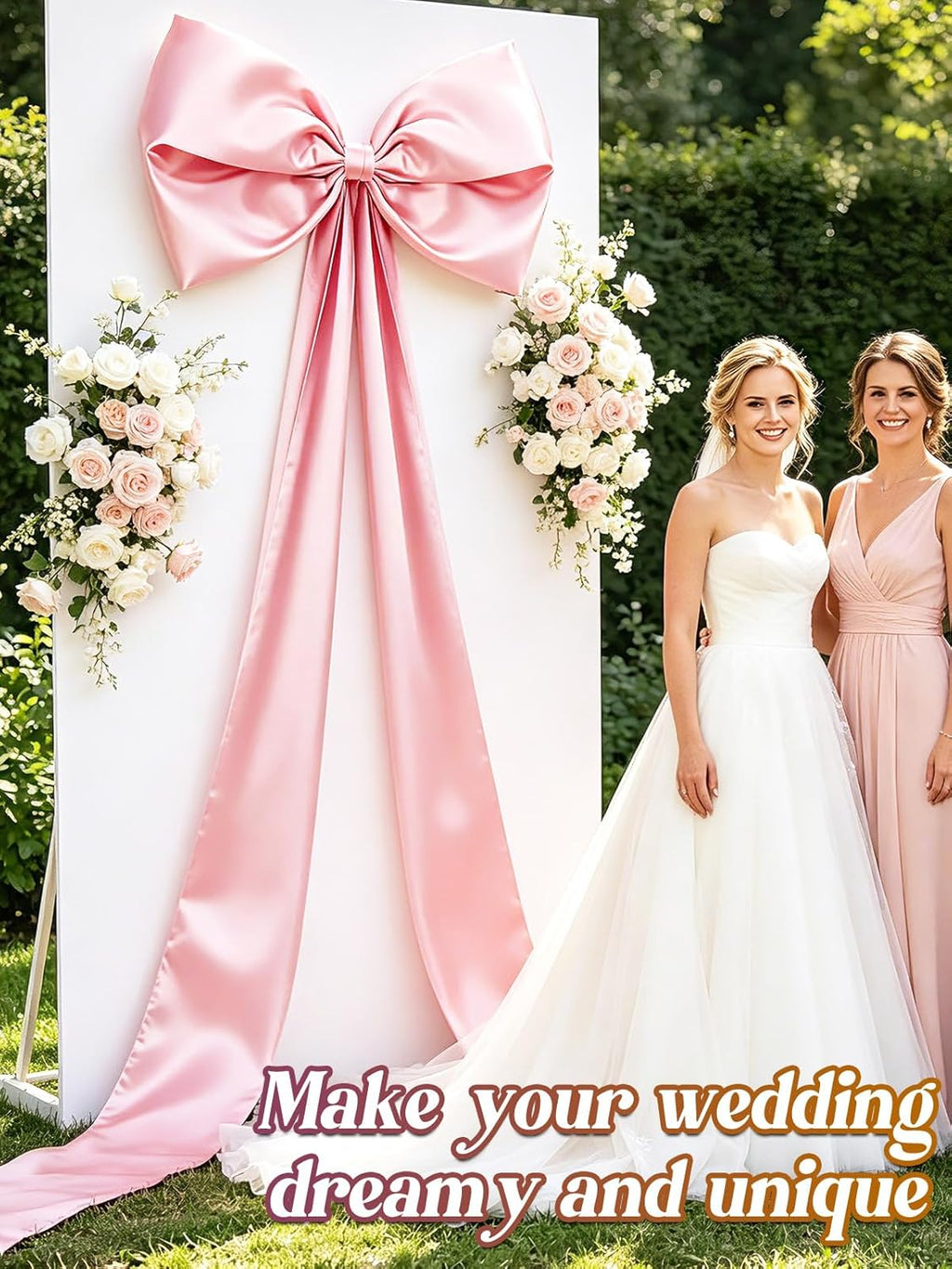 Regine Switzerland 27" x 122" Giant Pink Bow - Satin Bow with Long Streamers for Birthday & Holiday Decor