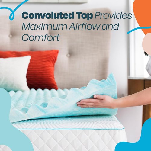 Linenspa Gel Memory Foam Mattress Topper - Reversible Egg Crate Design for Comfort - Twin Size
