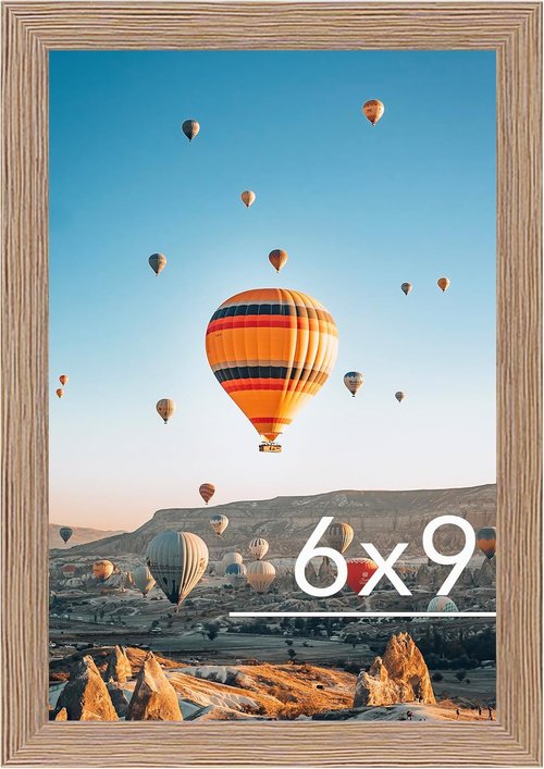 JCJMY 6x9 Picture Frame - Rustic Brown Wall Mounting & Tabletop Display for 6x9 Photos