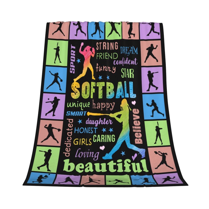Softball Gifts for Girls, Softball Blanket 60''x80'', Girls Softballs Gifts, Birthday Softballs Gift for Teen Girl Blanket Soft Cozy Flannel Throw Blankets Gift for Sport Lovers Home Decor