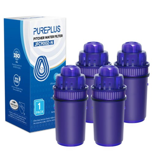 PUREPLUS JFC900Z Pitcher Water Filter Replacement for Pur PPF900Z, PPF951K, PPT700W, CR-1100C, DS-1800Z, CR-6000C, PPT711W, PPT711, PPT710W, PPT111W, PPT111R Pitchers and Dispensers, 4PACK