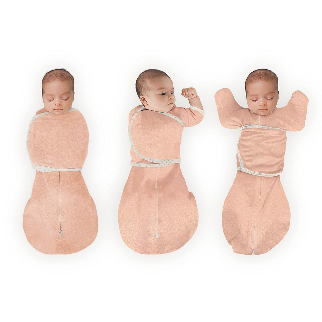 SwaddleDesigns 6-Way Omni Swaddle Sack - Arms Up Design for Newborns | Calms Startle Reflex, 12-18 lbs, Heathered Peach Blush
