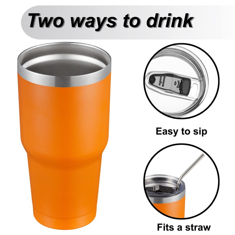 COMOOO 30 oz Stainless Steel Tumbler Bulk with Lid and Straw Insulated Tumbler Coffee Cup Durable Double Wall Vacuum Travel Coffee Mug Thermal for Hot and Cold Drinks (Silver, 8 Pack)