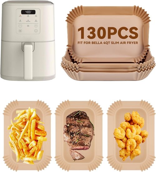 Bella 130PC Air Fryer Paper Liners - Non-Stick, Food-Grade Parchment for 4Qt Slim Air Fryer