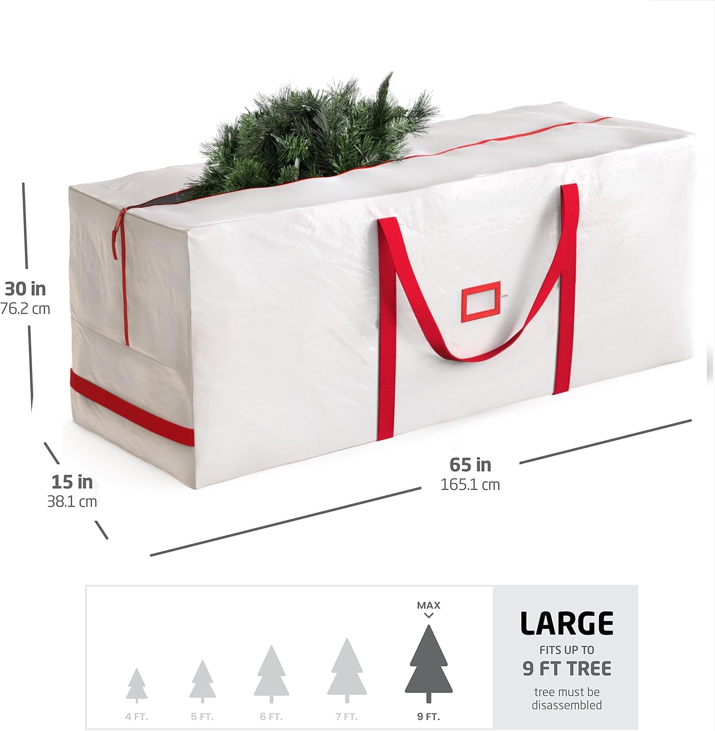 Zober Christmas Tree Storage Bag - Waterproof 9 Ft Capacity - Durable Handles & Label Slot - White